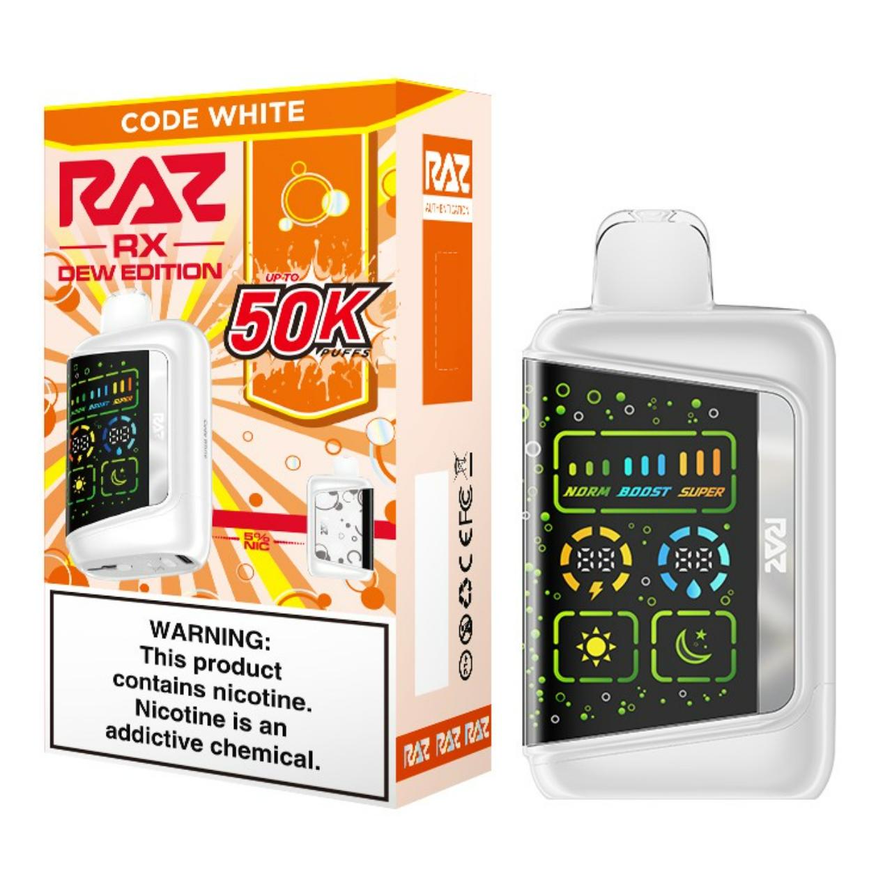 RAZ RX 50000 Code White ( Dew Edition ) Coconut Citrus Tropical Freeze   Press Vape