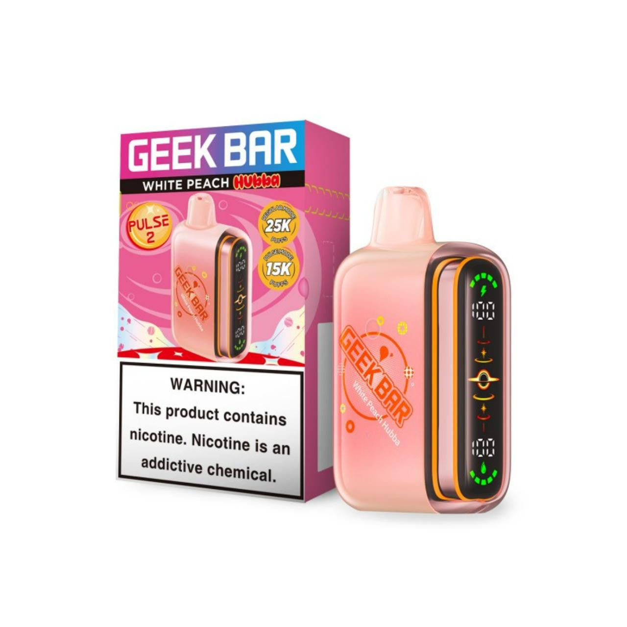 Geek Bar Pulse 25000 Puffs White Peach Hubba