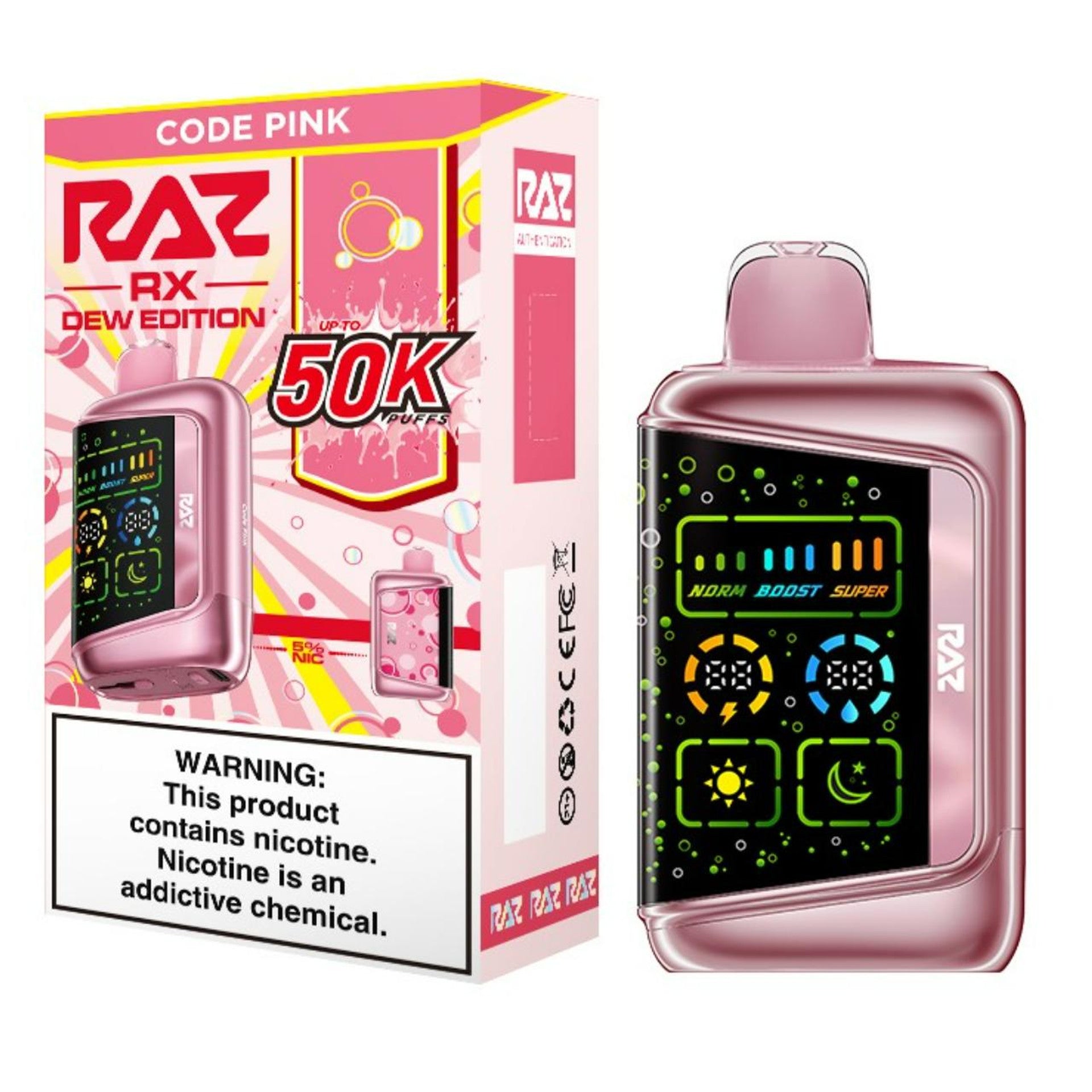 RAZ RX 50000 Code Pink ( Dew Edition ) Strawberry Lemonade Press Vape RAZ RX 50000 Code Pink ( Dew Edition ) Strawberry Lemonade Press Vape