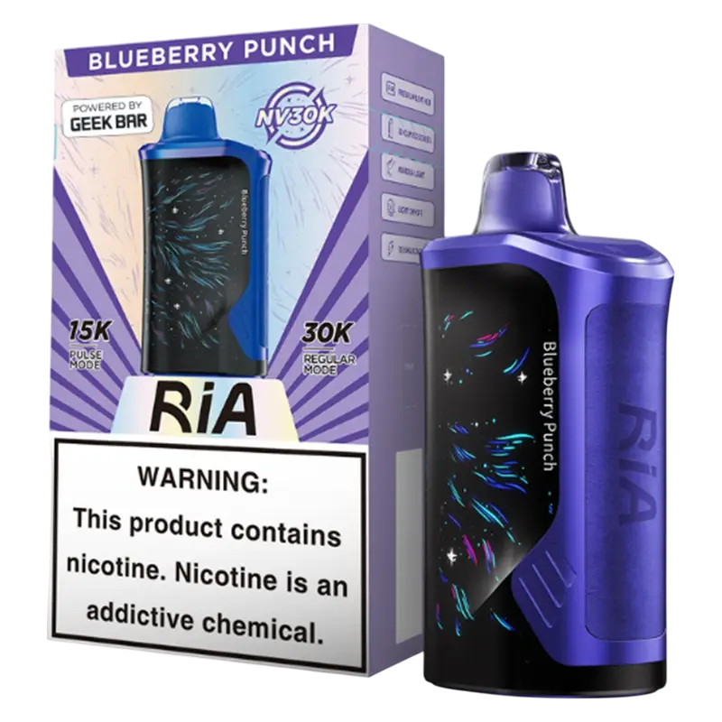 Geek Bar RIA 30k Blueberry Punch Press Vape Geek Bar RIA 30k Blueberry Punch Press Vape