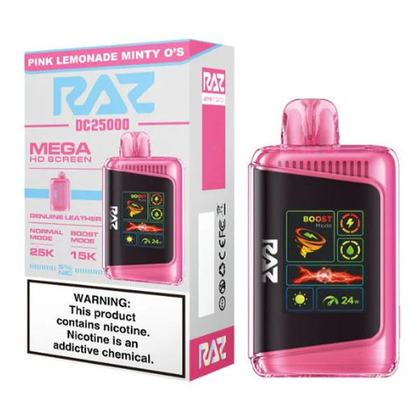 RAZ LTX 25K Pink Lemonade Minty O's Press Vape RAZ LTX 25K Pink Lemonade Minty O's Press Vape