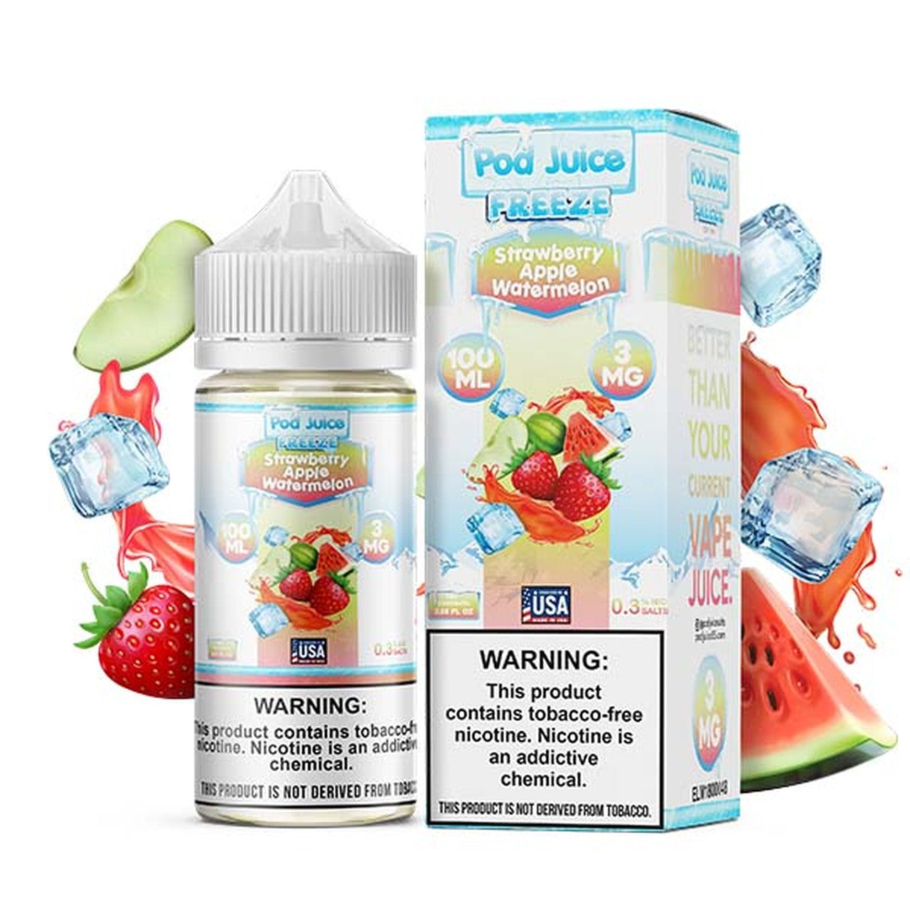 Pod Juice  Salts  -Strawberry Watermelon Apple ICED